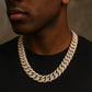 22mm Mosaic Cuban Link Moissanite Chain - worn on model