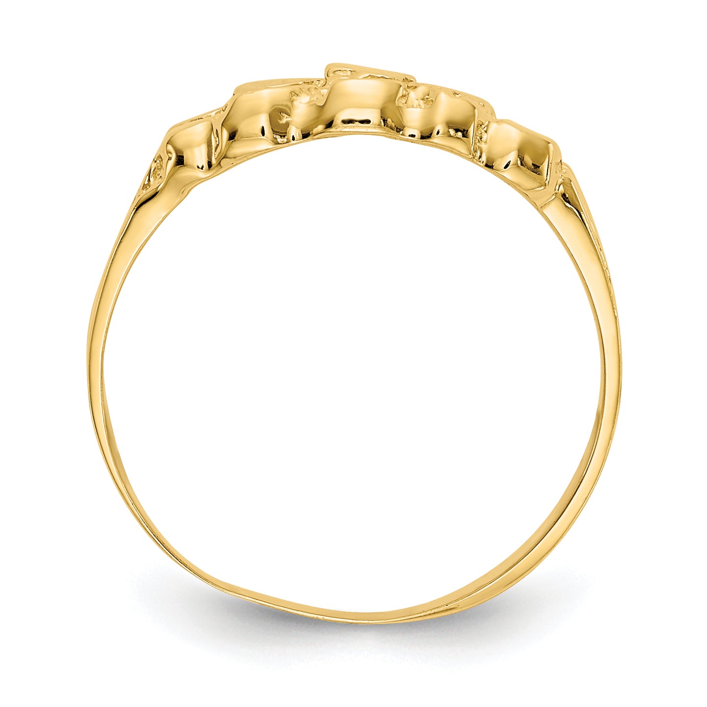 14K gold nugget ring, angled view