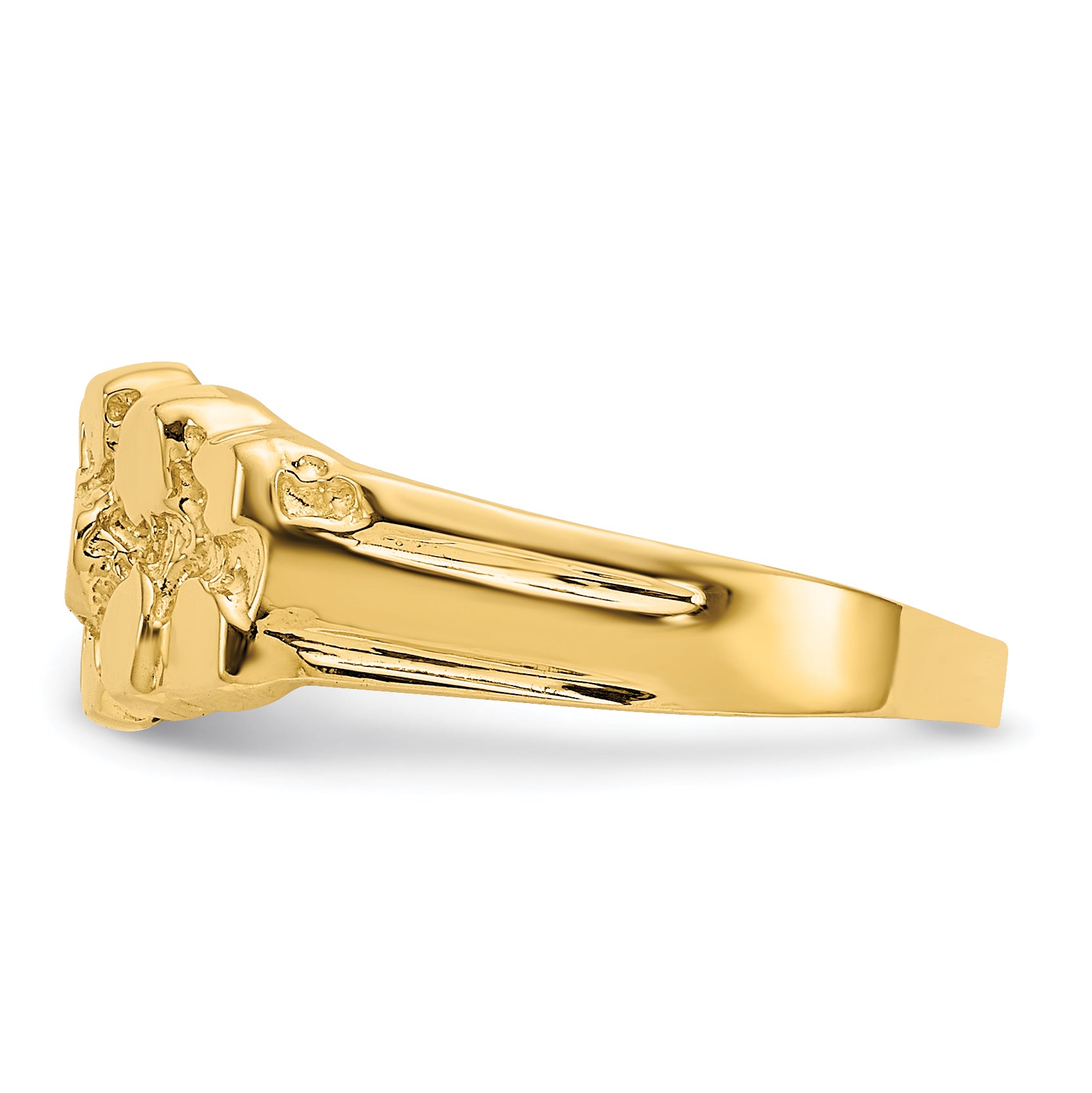 14K gold nugget ring, side view
