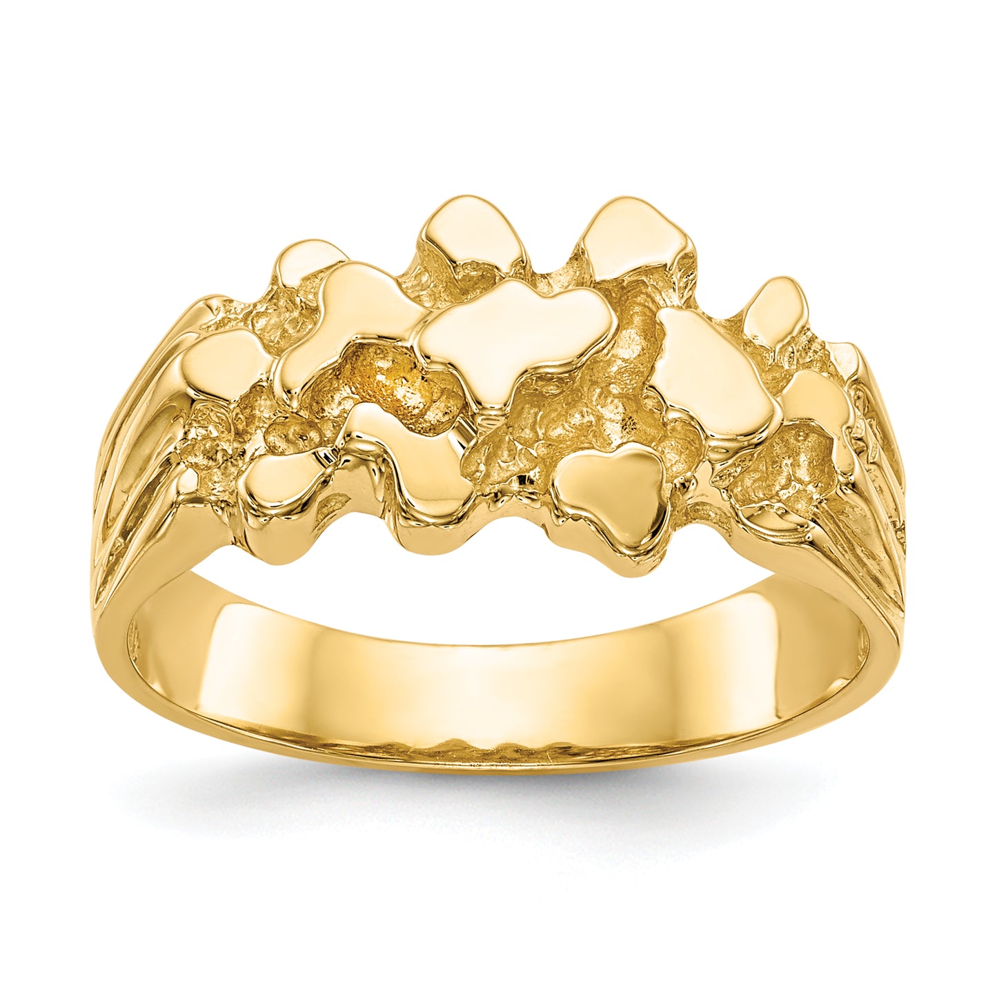 14K yellow gold wide nugget ring