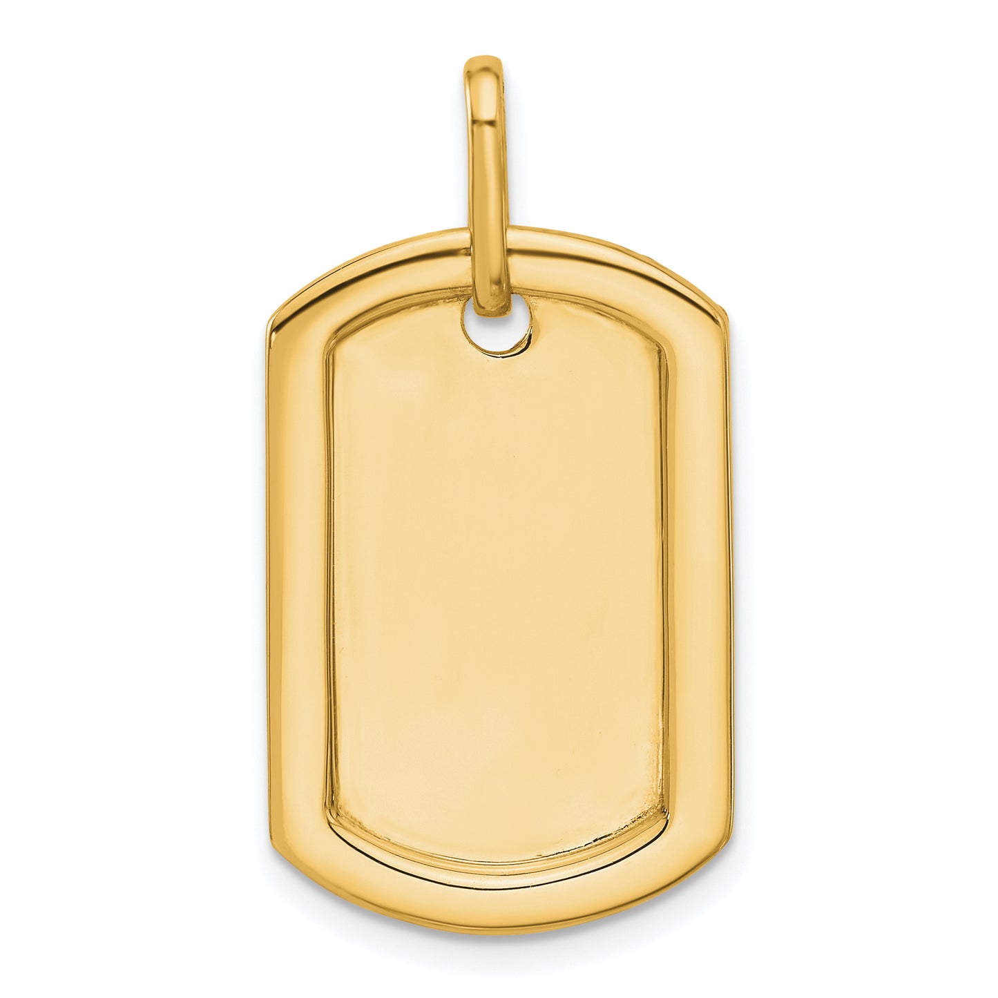 14K gold personalized diamond dog tag pendant detail view - PM9845-055-YA