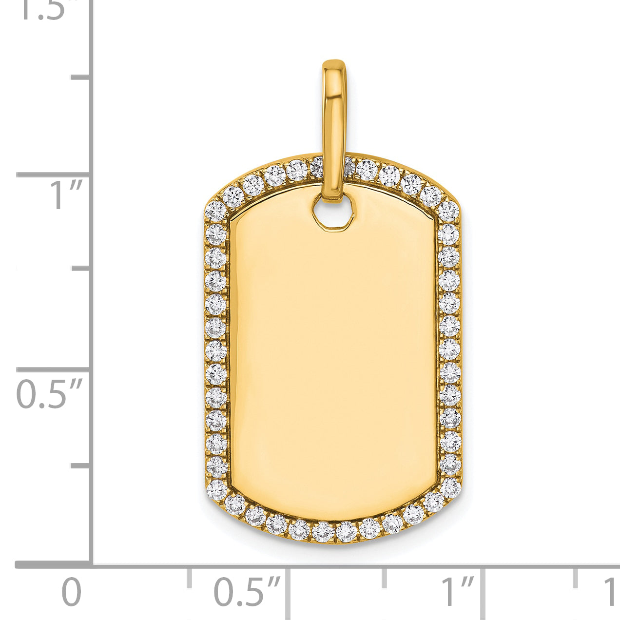 14K gold personalized diamond dog tag pendant dimensions - PM9845-055-YA