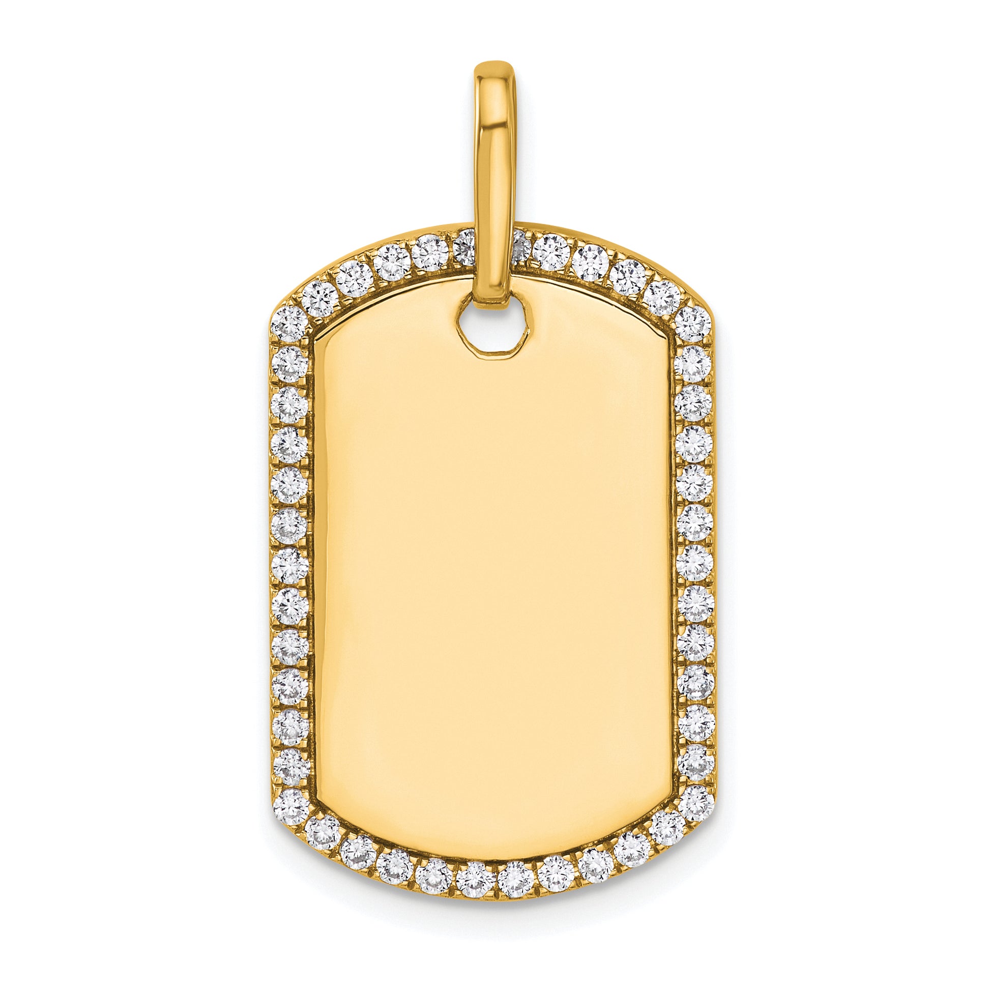 14K yellow gold personalized diamond dog tag pendant - PM9845-055-YA