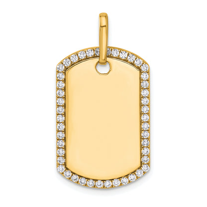 14K yellow gold personalized diamond dog tag pendant - PM9845-055-YA