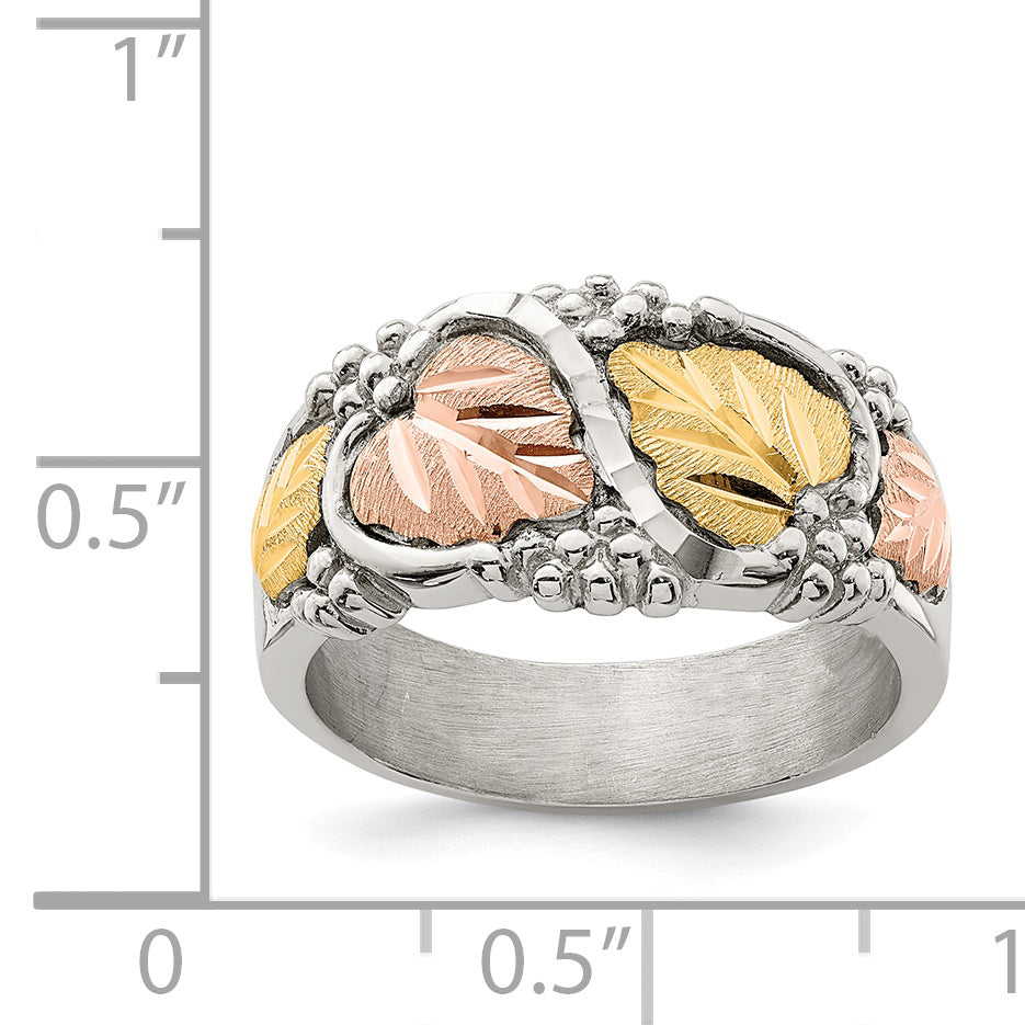 Black Hills Gold Sterling Silver Leaves Ring - top view