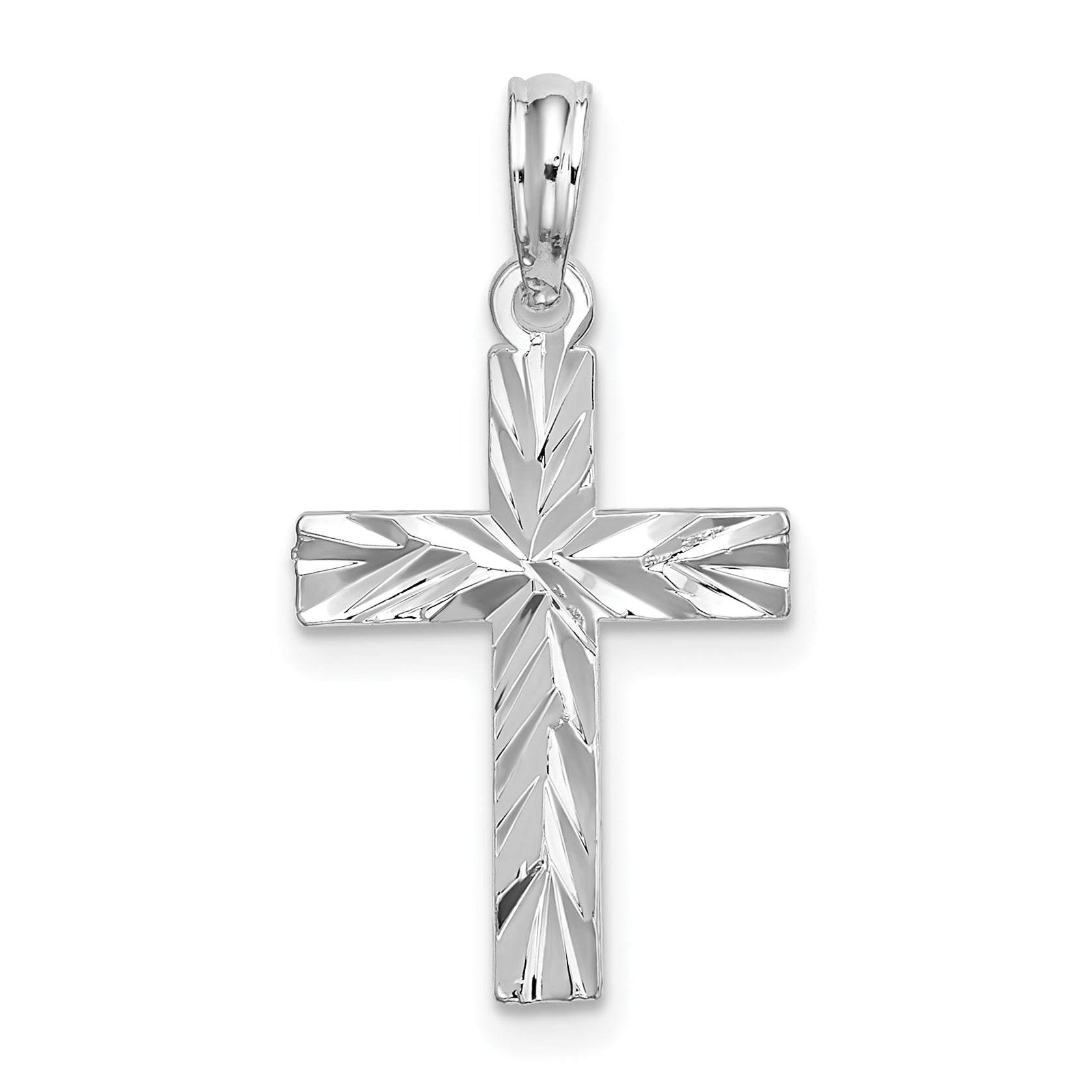 De-Ani Sterling Silver All-Over Diamond-Cut Latin Cross Pendant - front view