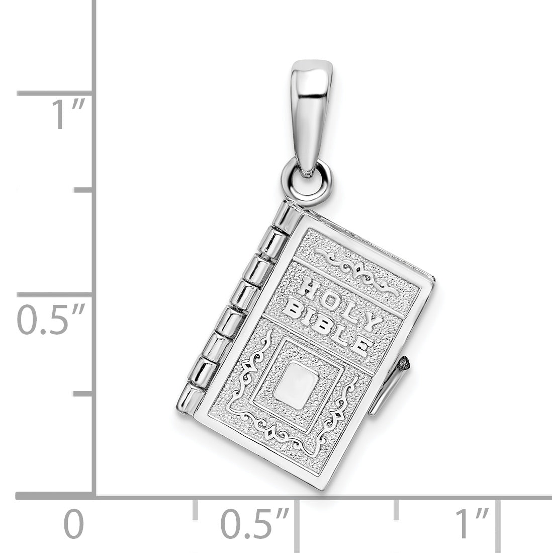 Sterling Silver Bible Pendant dimension chart