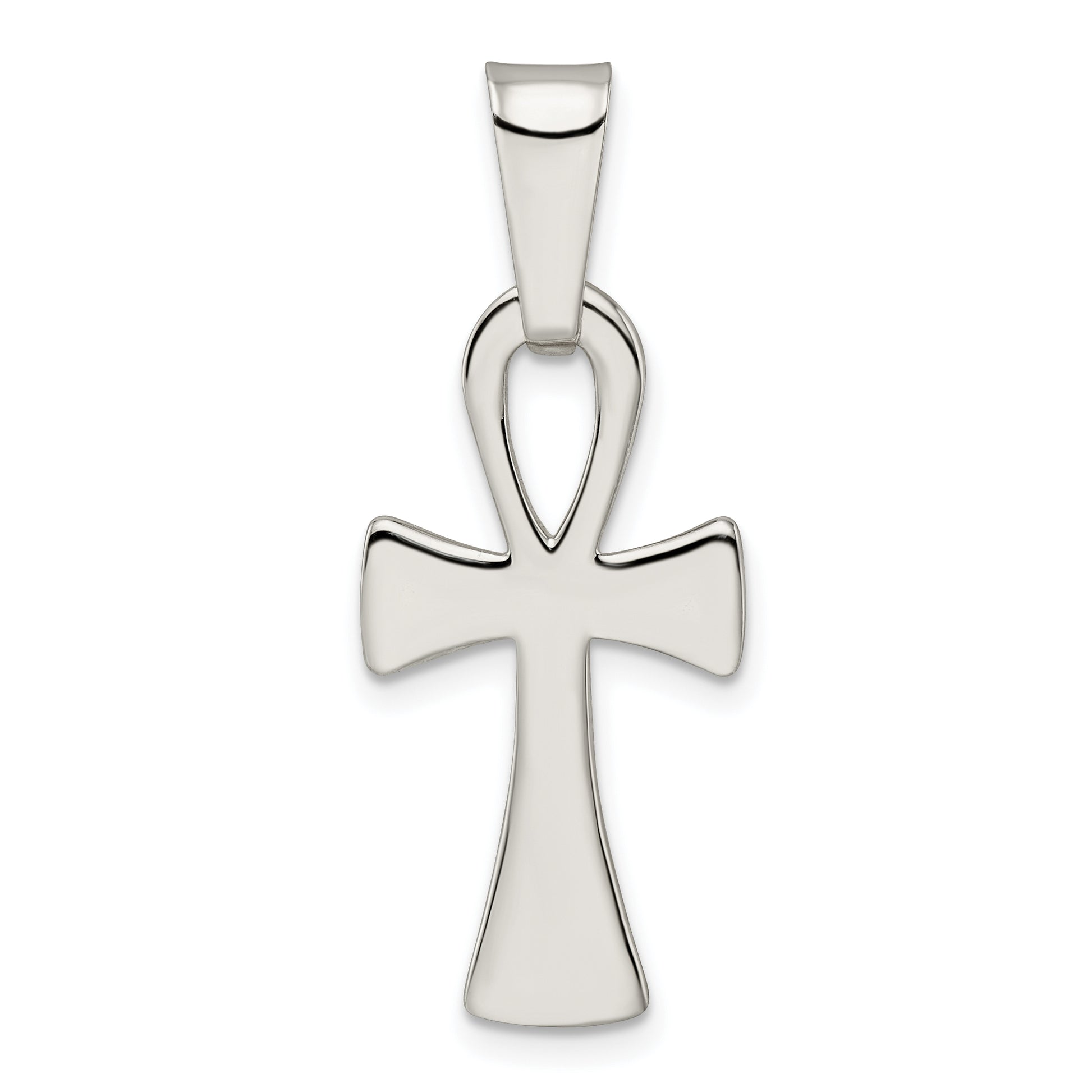 Sterling silver polished ankh cross pendant 36.6 mm - QC11132