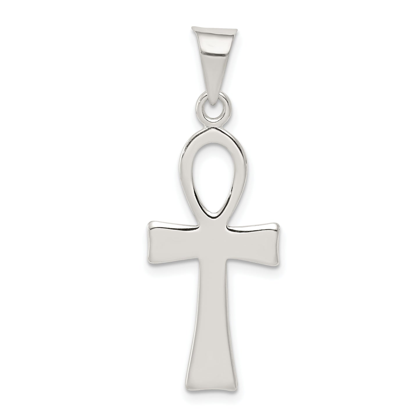Sterling silver polished ankh cross pendant 35 mm - QC1911