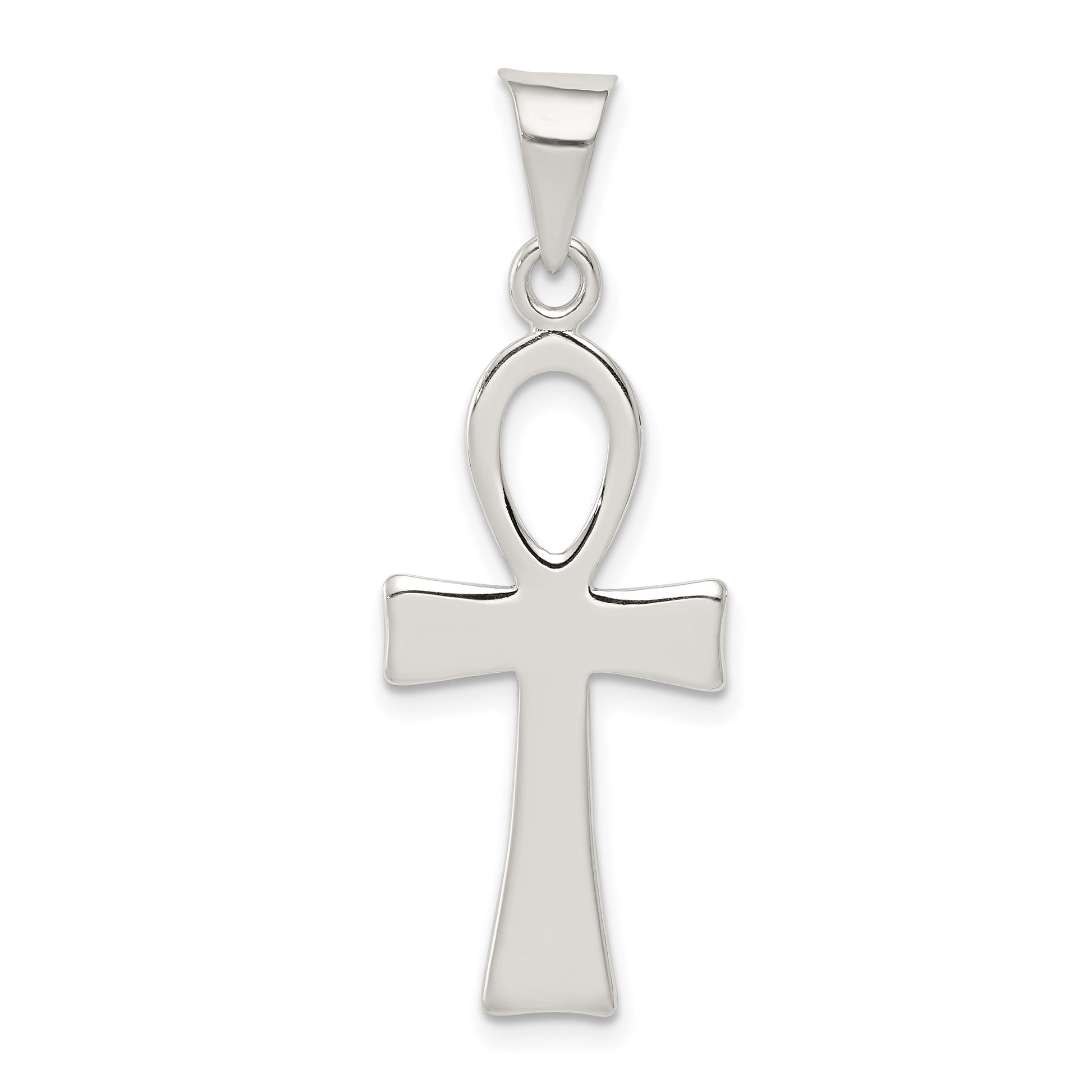 Sterling silver polished ankh cross pendant 35 mm - QC1911