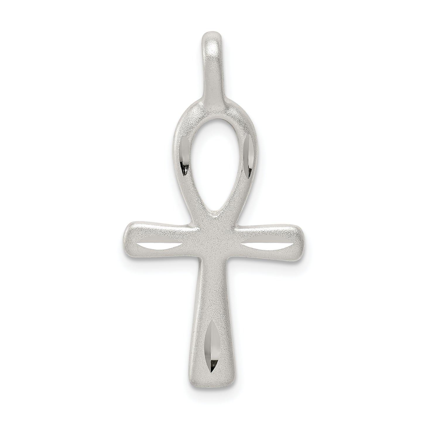 Sterling silver polished ankh cross pendant 34 mm - QC1912