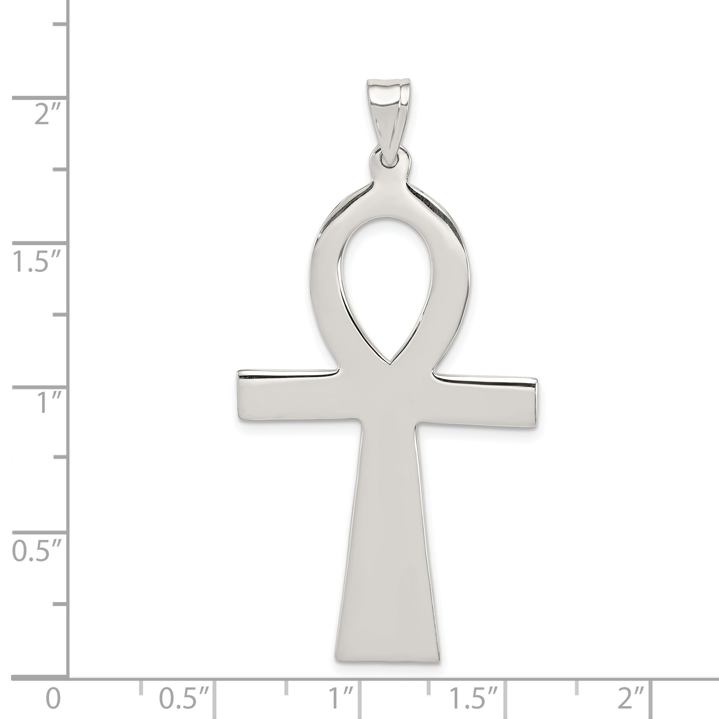 Sterling silver ankh cross pendant 50 mm dimensions - QC407