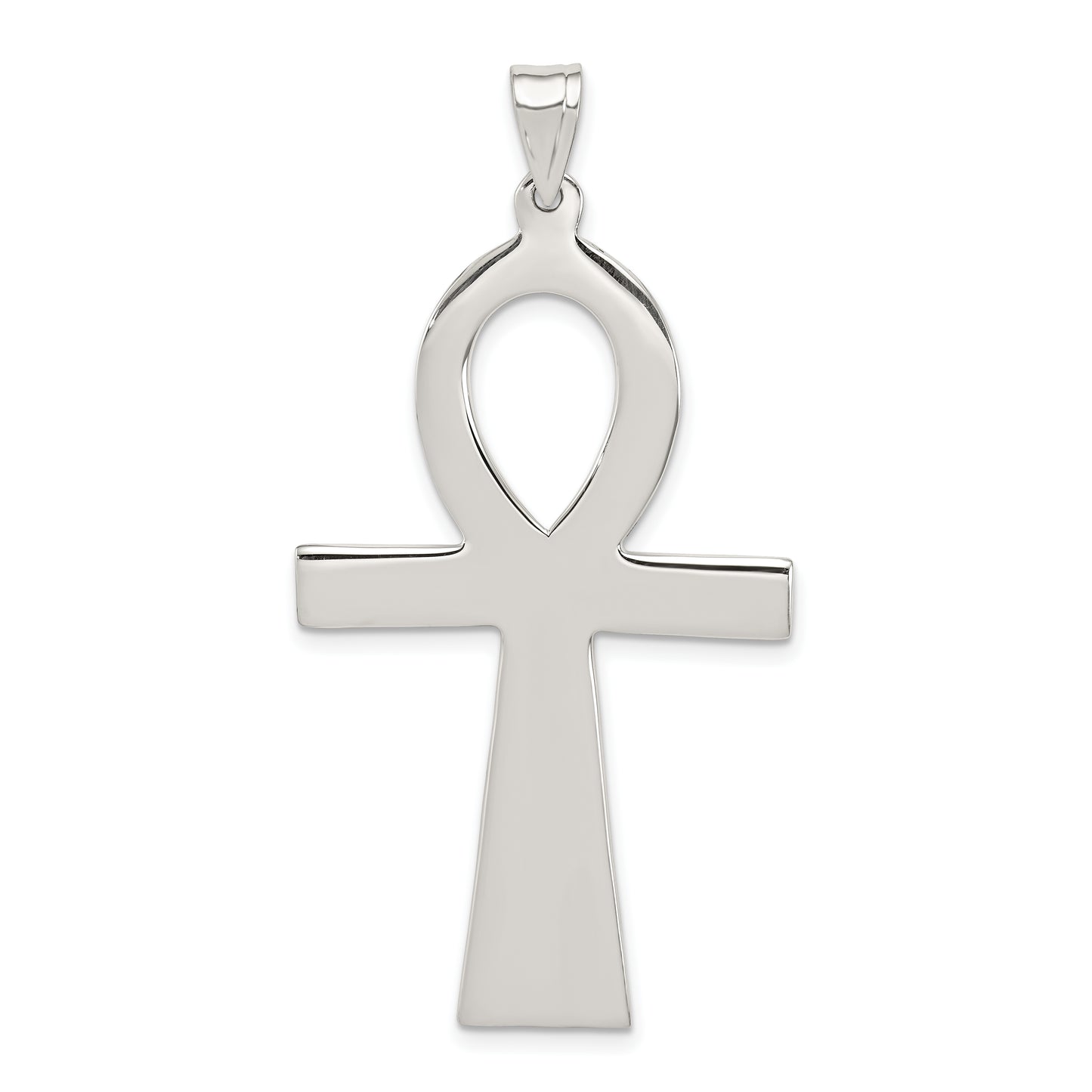 Sterling silver rhodium-plated ankh cross pendant 50 mm - QC407