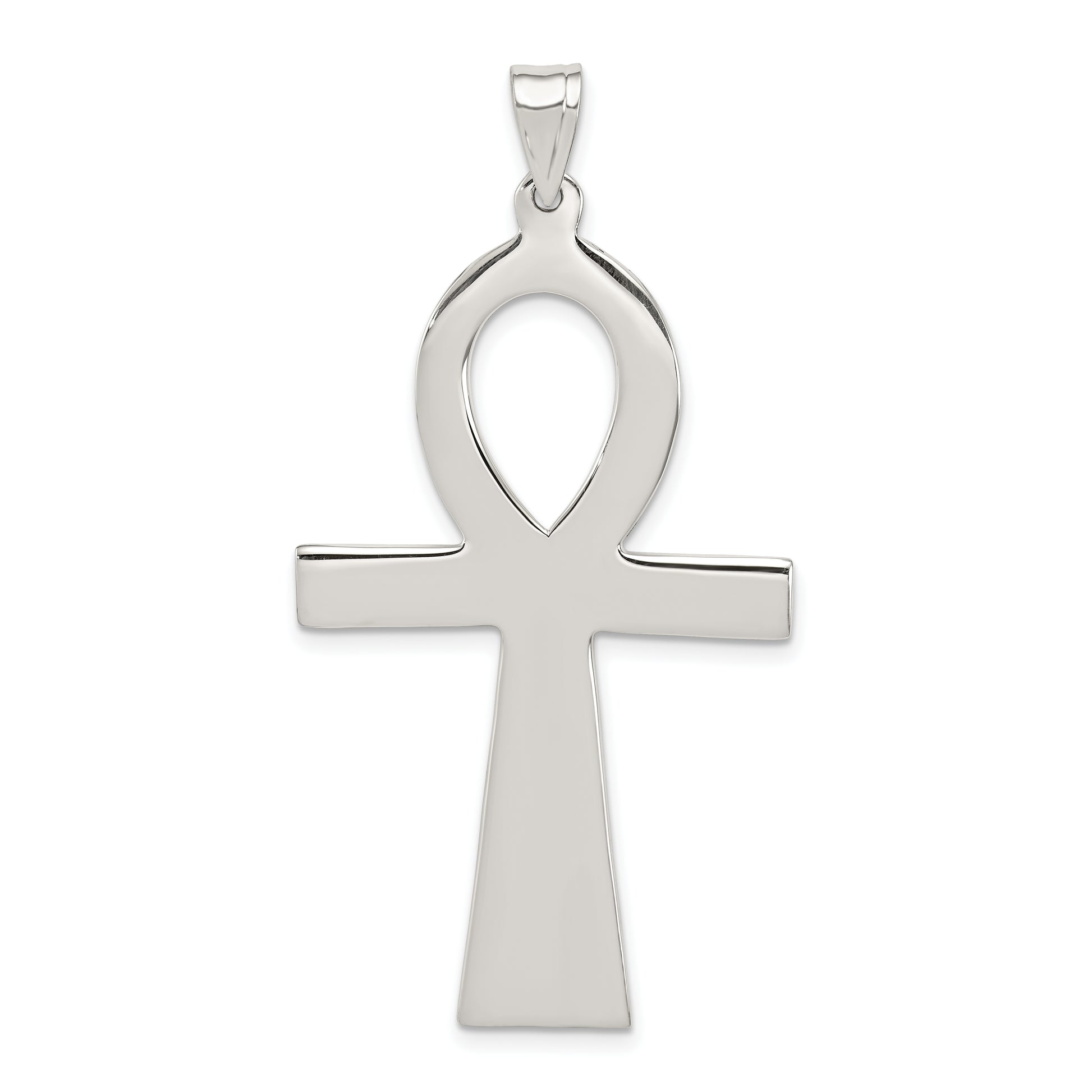 Sterling silver rhodium-plated ankh cross pendant 50 mm - QC407