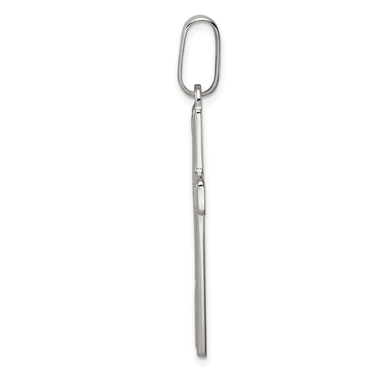 Sterling Silver Polished Cross Pendant - angle view