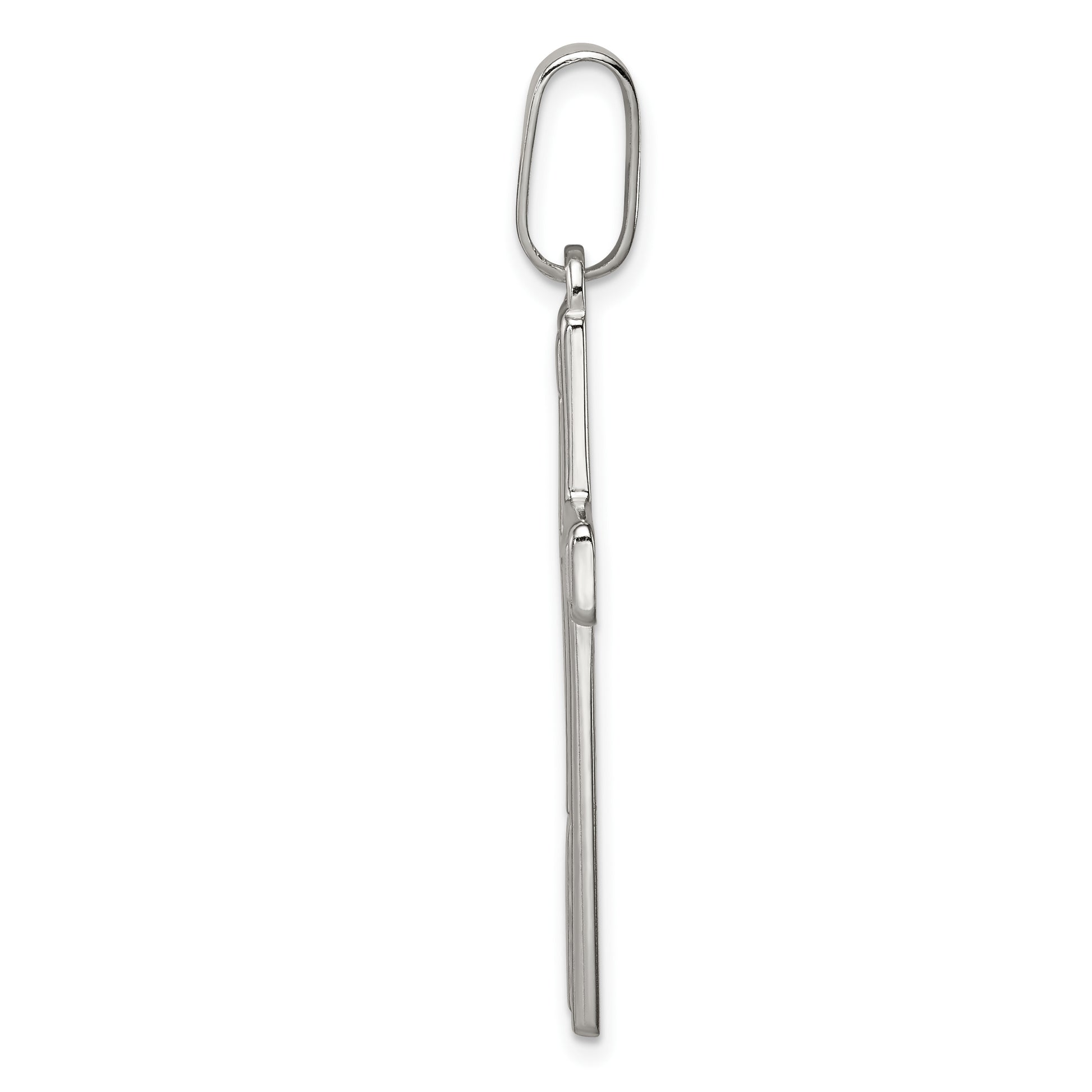 Sterling Silver Polished Cross Pendant - angle view