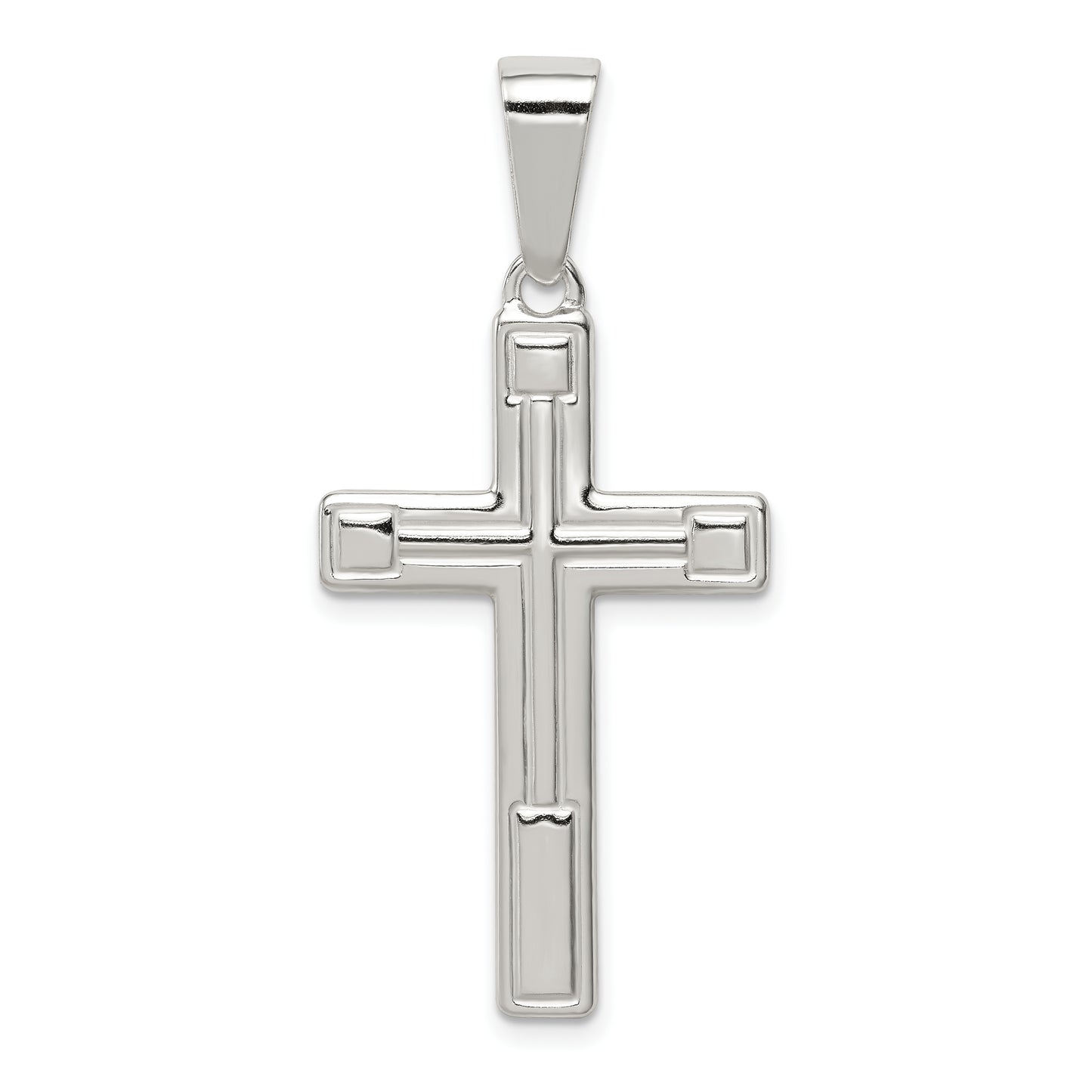 Sterling Silver Polished Cross Pendant - main view
