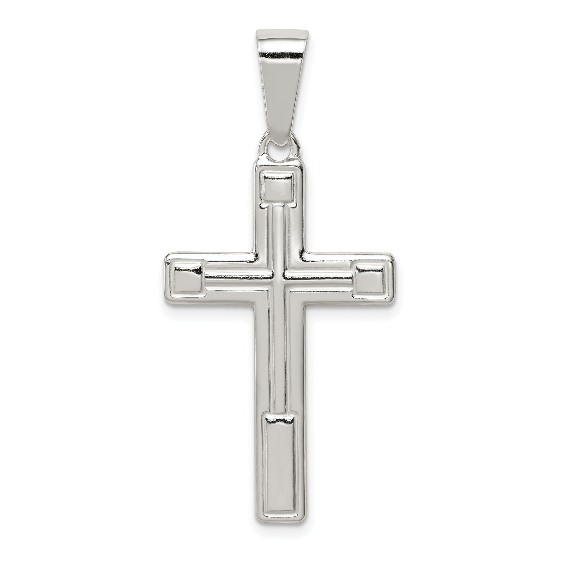 Sterling Silver Polished Cross Pendant - main view