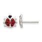 Sterling silver 3/8 inch ladybug stud earrings for kids with red and black enamel