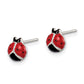 Pair of sterling silver ladybug studs for girls shown front and side