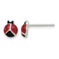 Sterling silver ladybug stud earrings for girls with red and black enamel