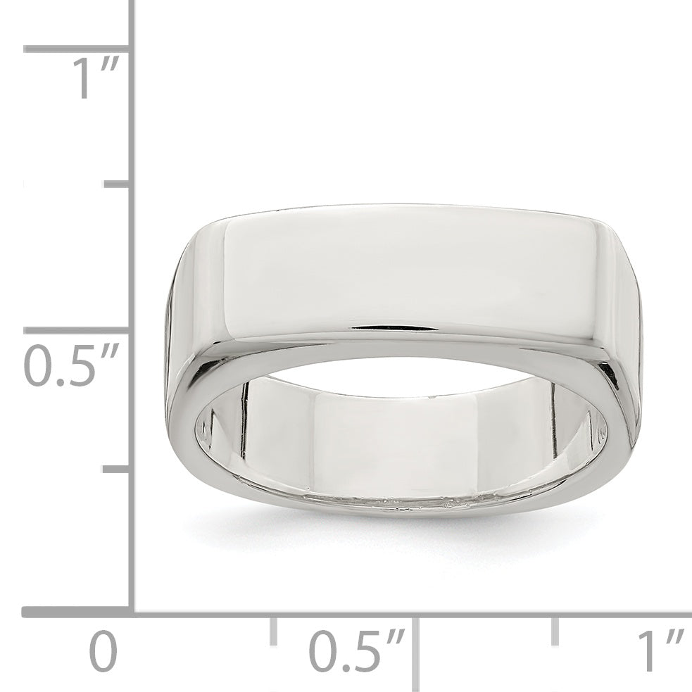 Sterling silver wide bar signet ring
