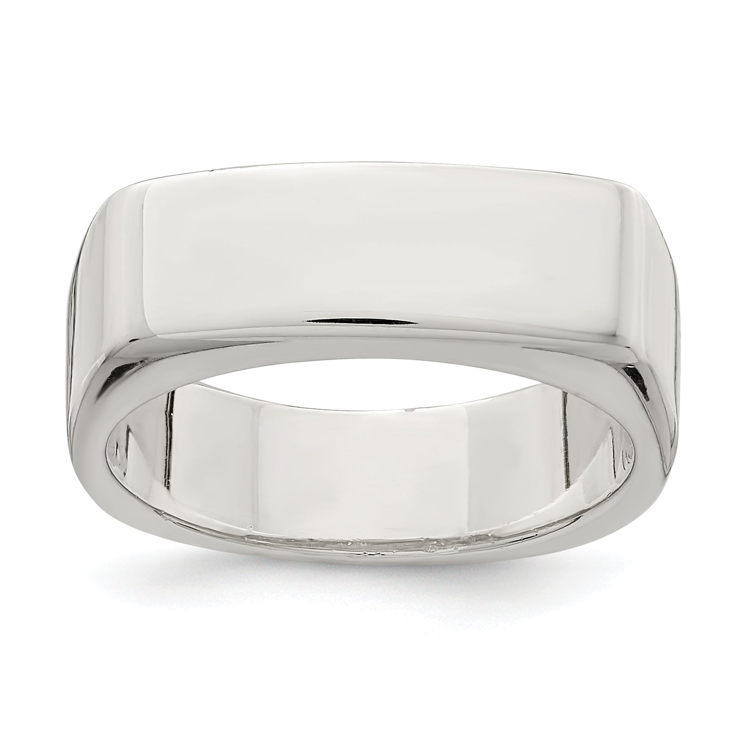Sterling silver wide bar signet ring
