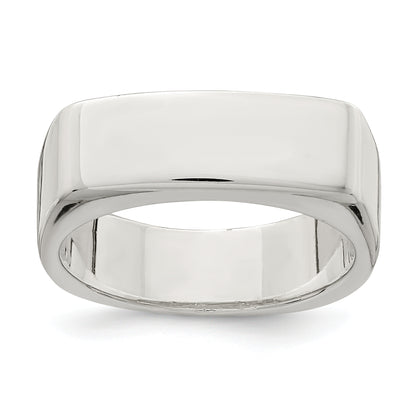 Sterling silver wide bar signet ring