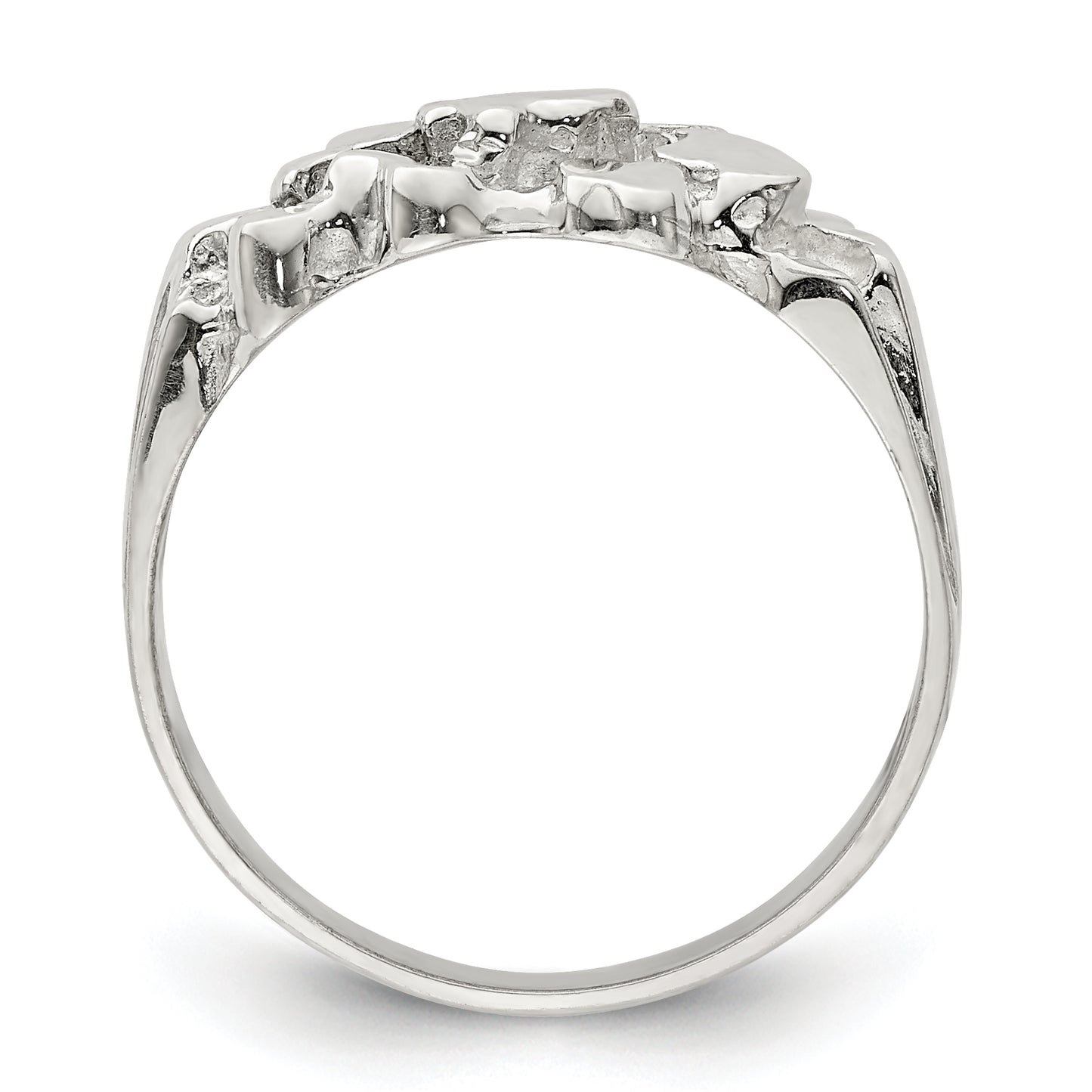 Sterling silver slim nugget ring, angled view