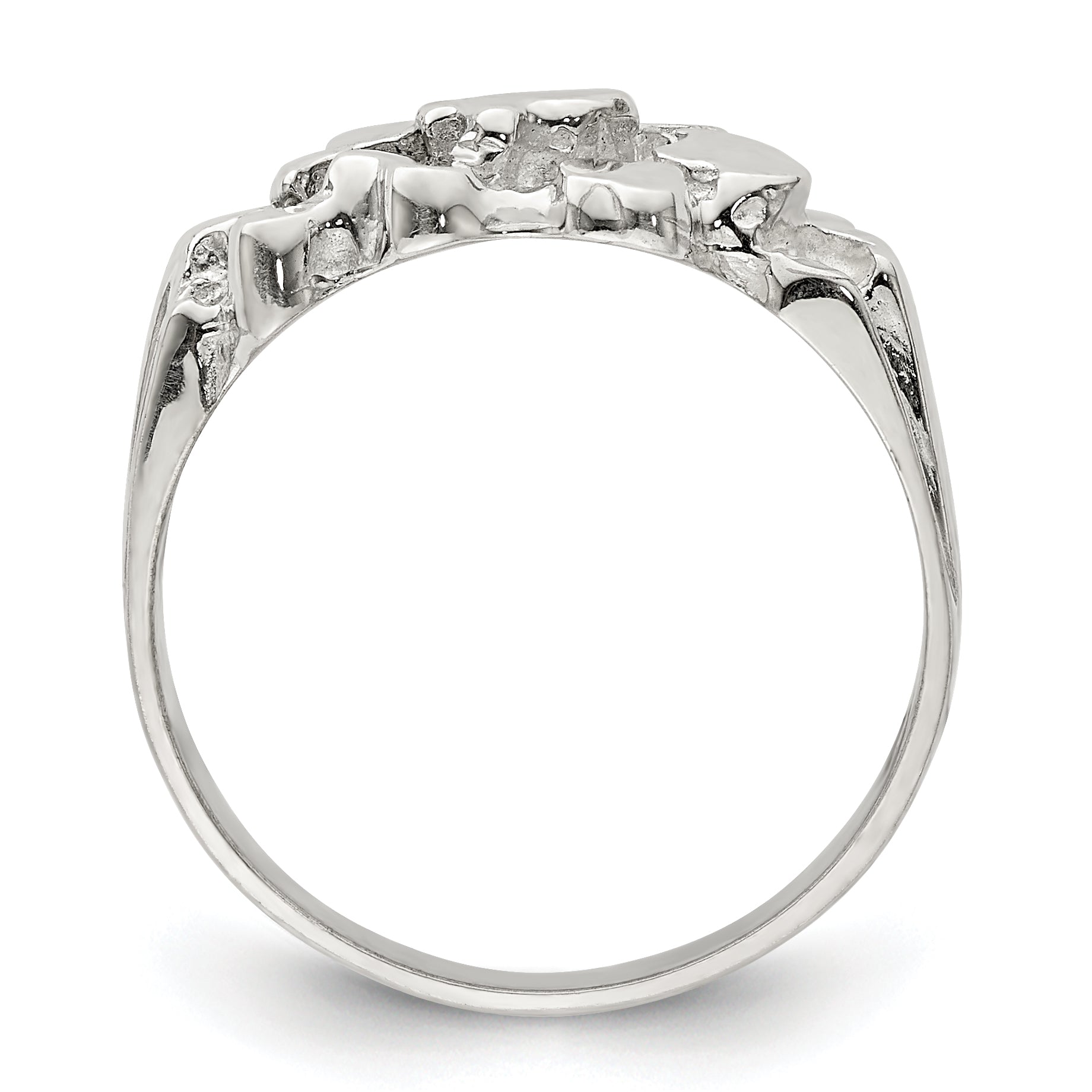 Sterling silver slim nugget ring, angled view