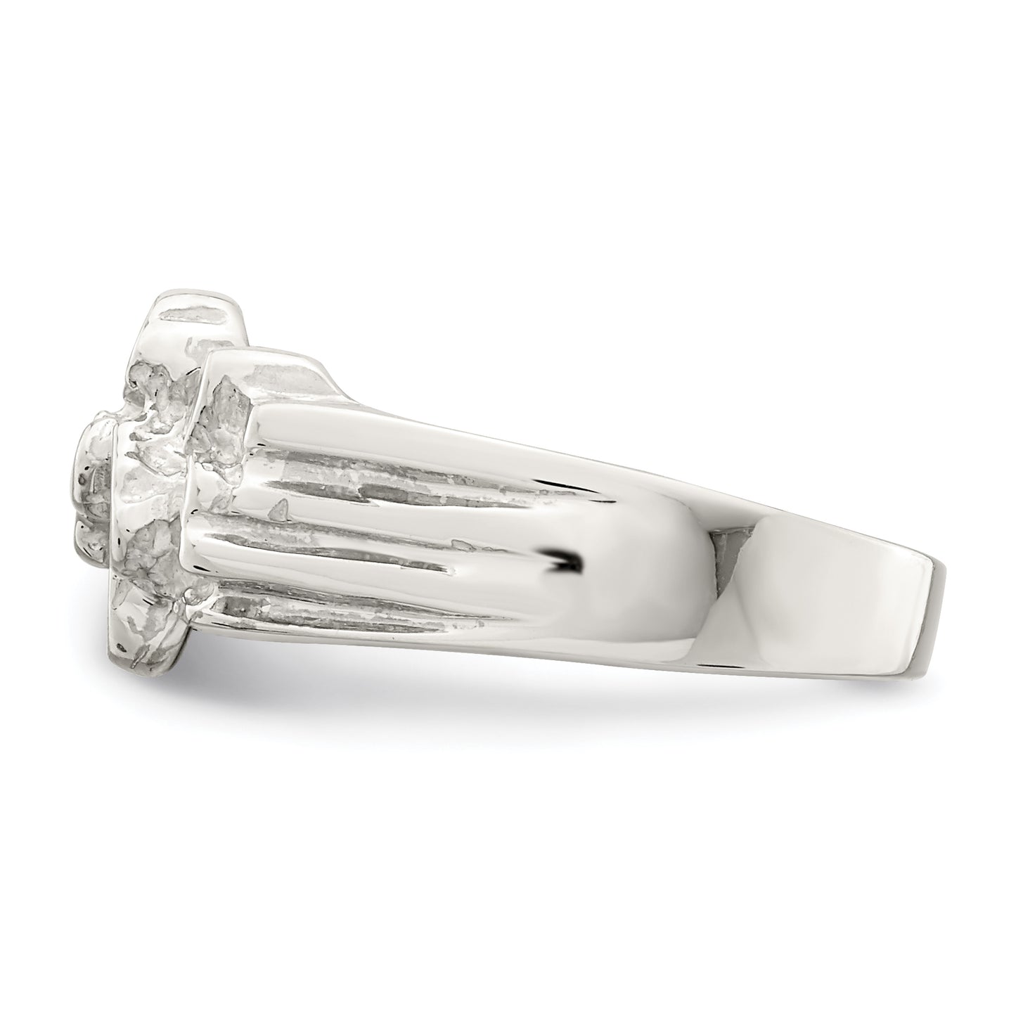 Sterling silver slim nugget ring, side view