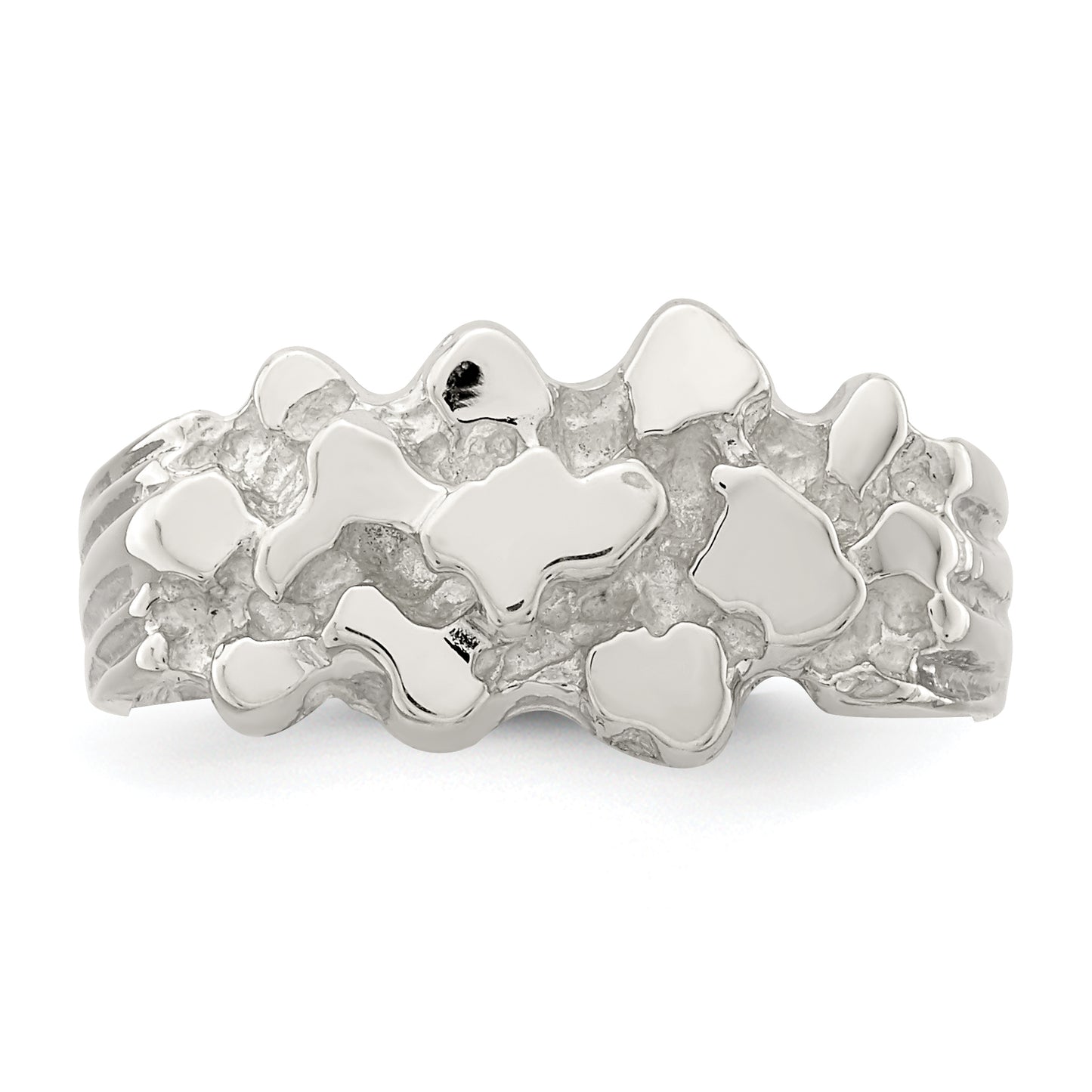 Sterling silver slim nugget ring, top view