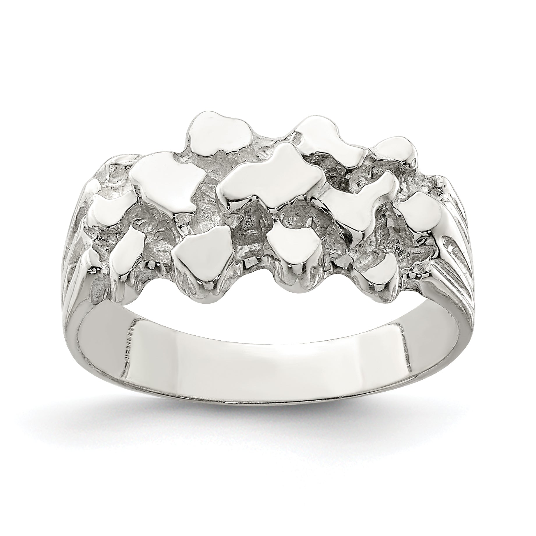 Sterling silver slim nugget ring