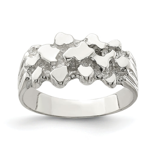 Sterling silver slim nugget ring