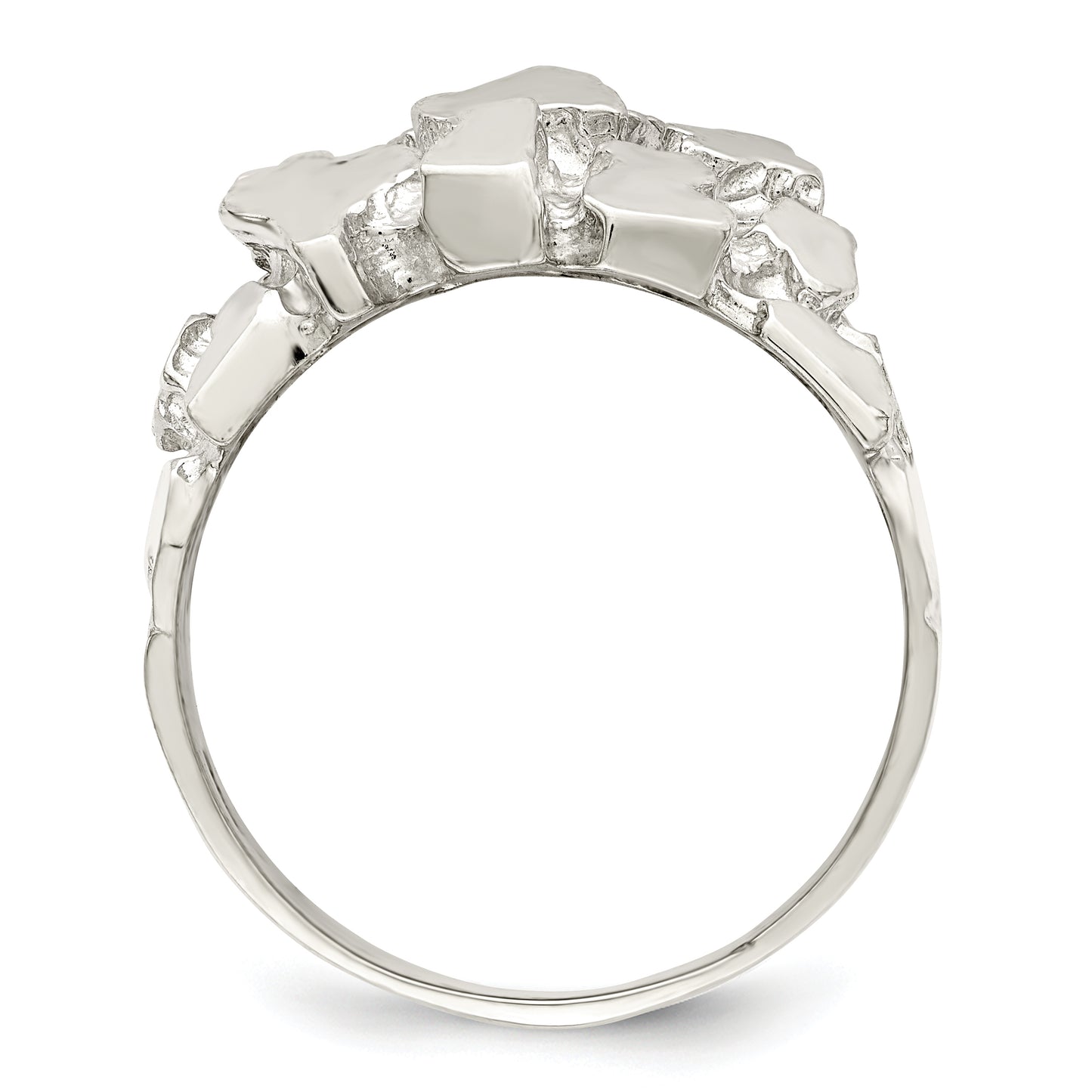 Sterling silver nugget ring, angled view