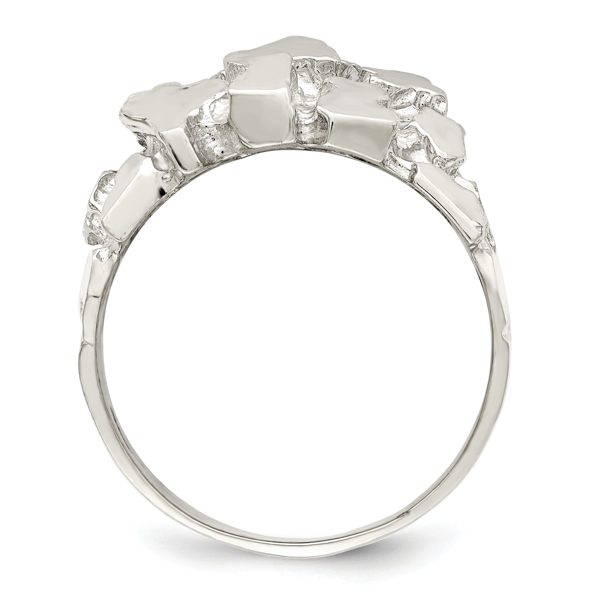 Sterling silver nugget ring, angled view