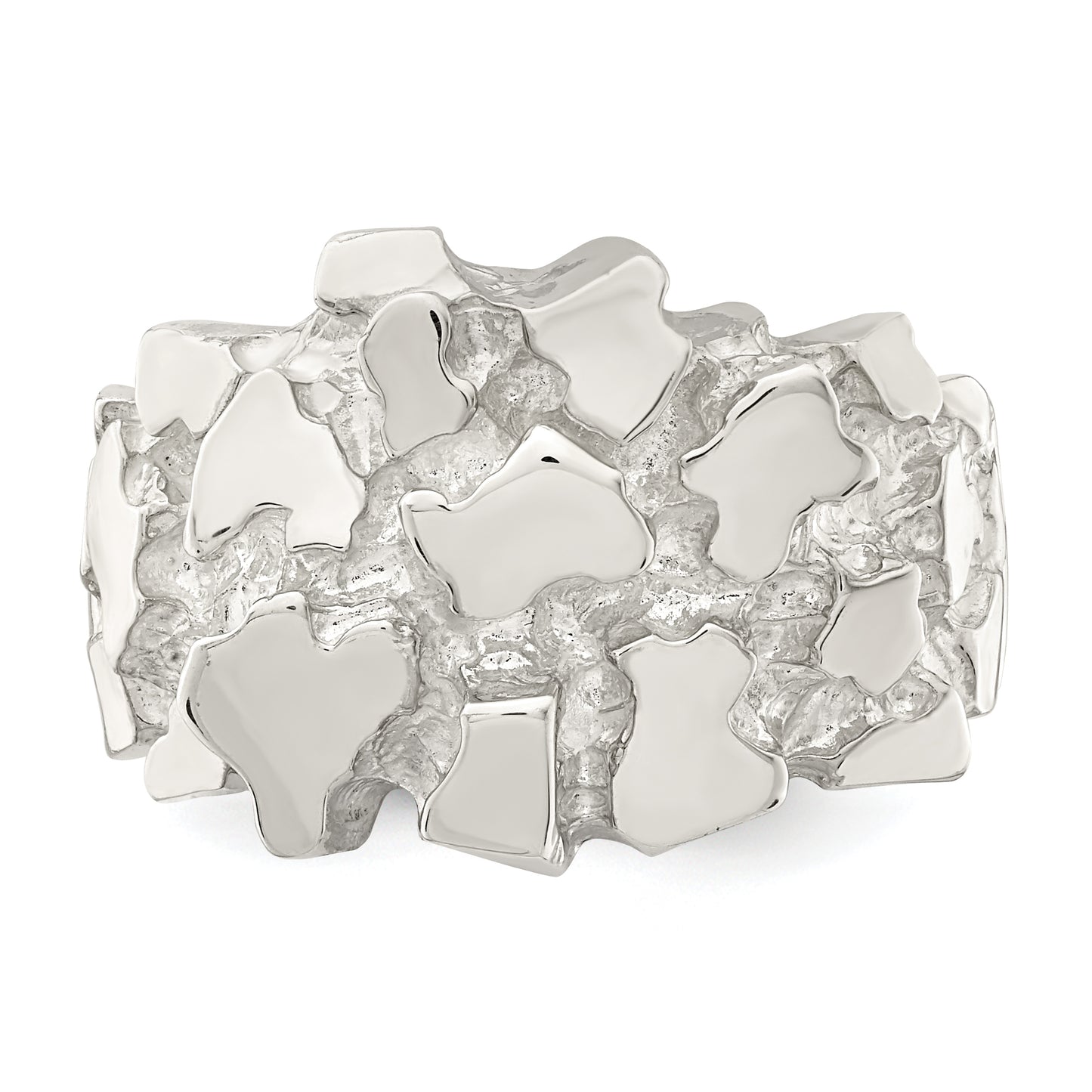 Sterling silver nugget ring, top view