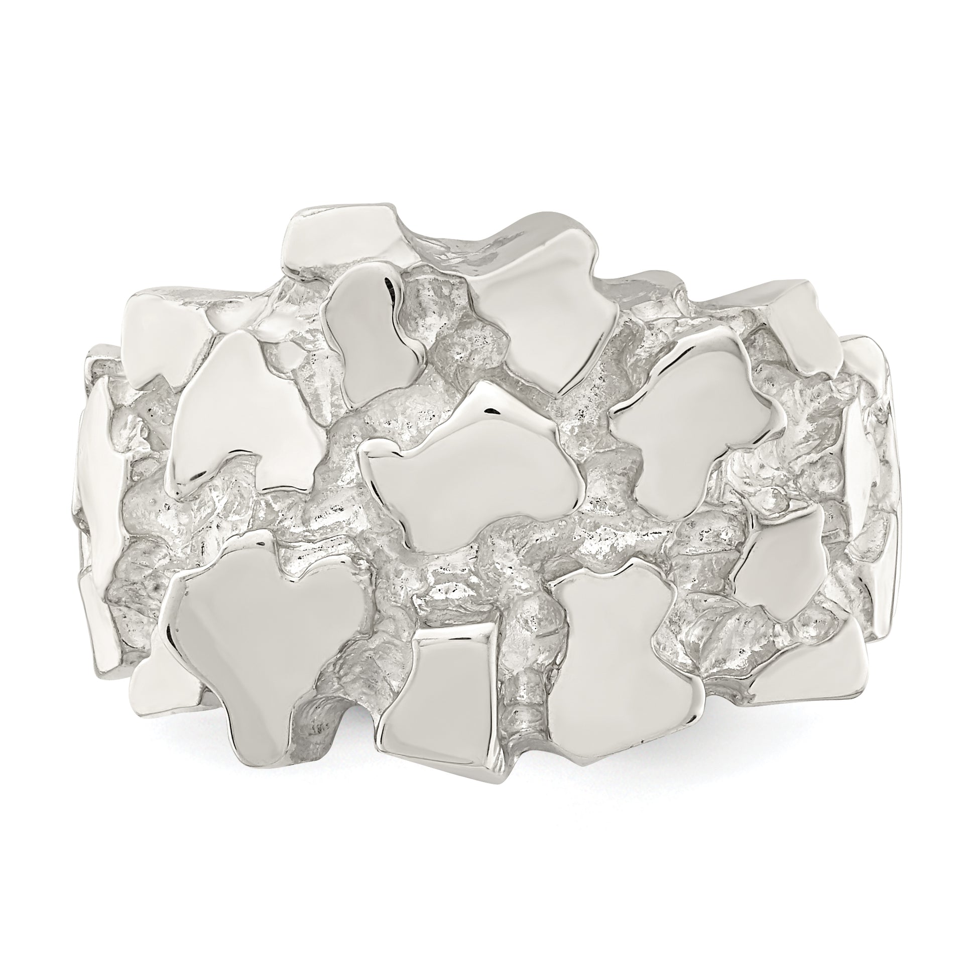 Sterling silver nugget ring, top view