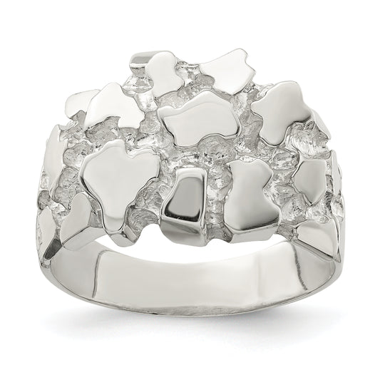Sterling silver men's domed nugget ring