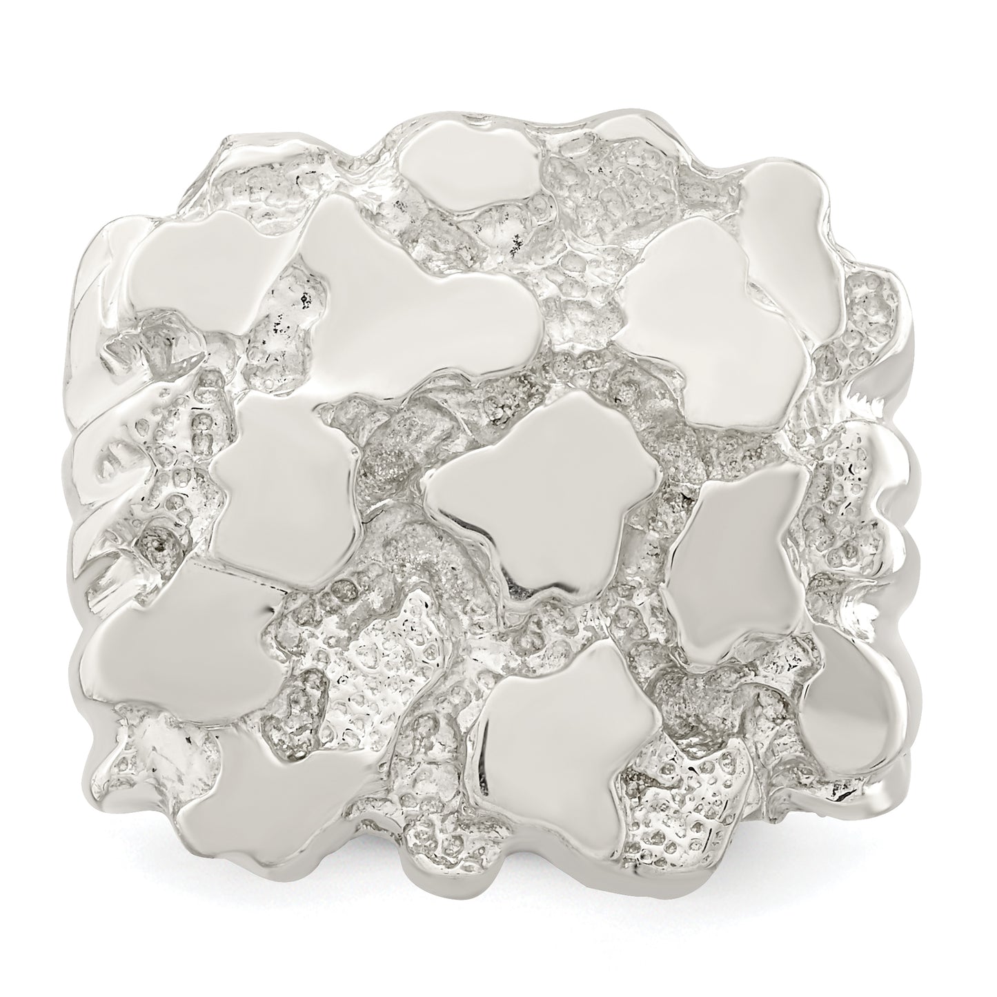 Sterling silver open nugget ring, top view