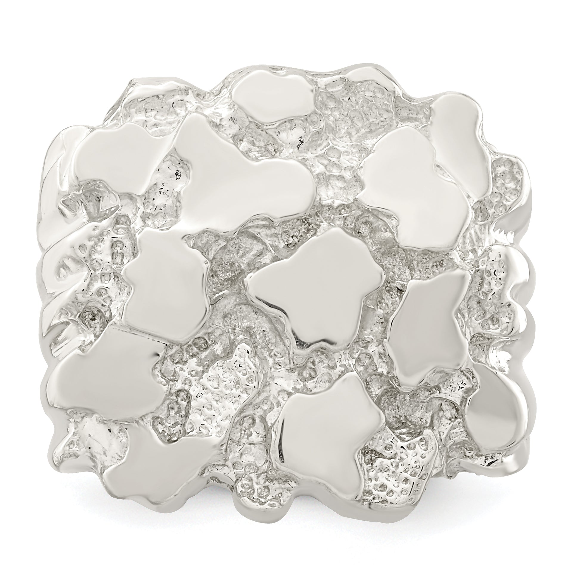 Sterling silver open nugget ring, top view