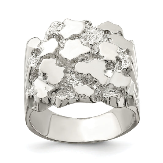 Sterling silver men's open nugget ring