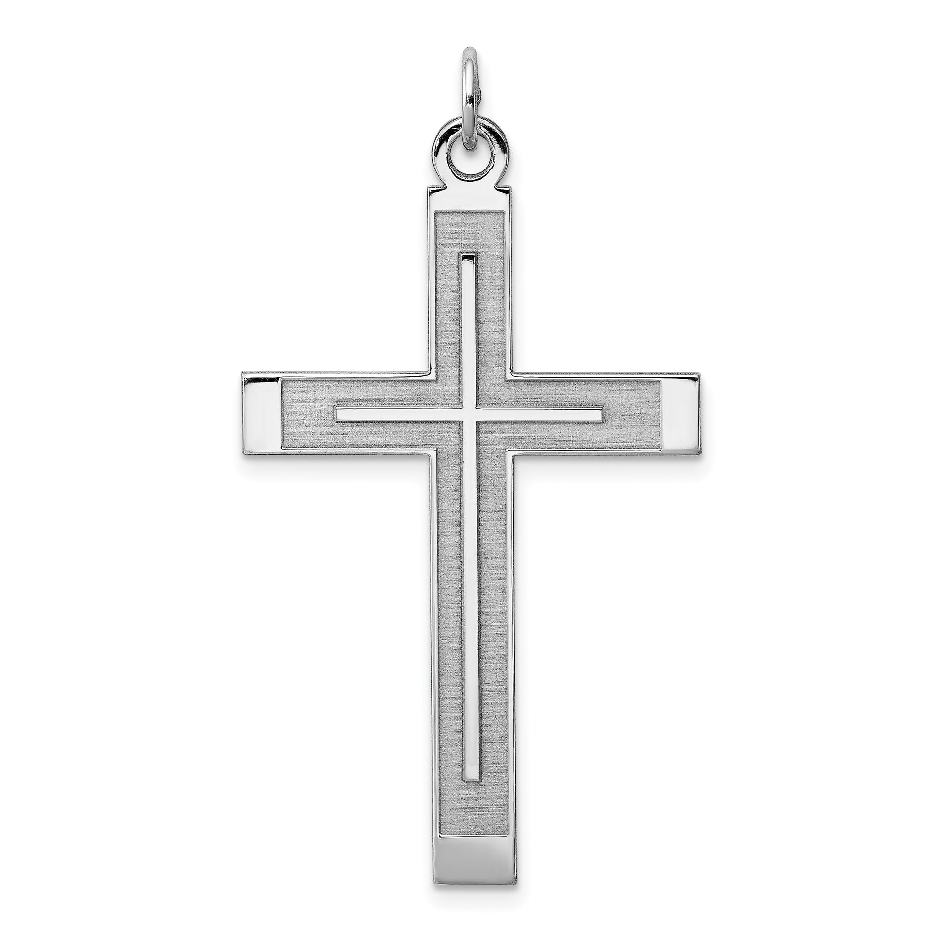 Sterling Silver Laser Cut Cross Pendant – X-Large (44 x 24mm) Front View