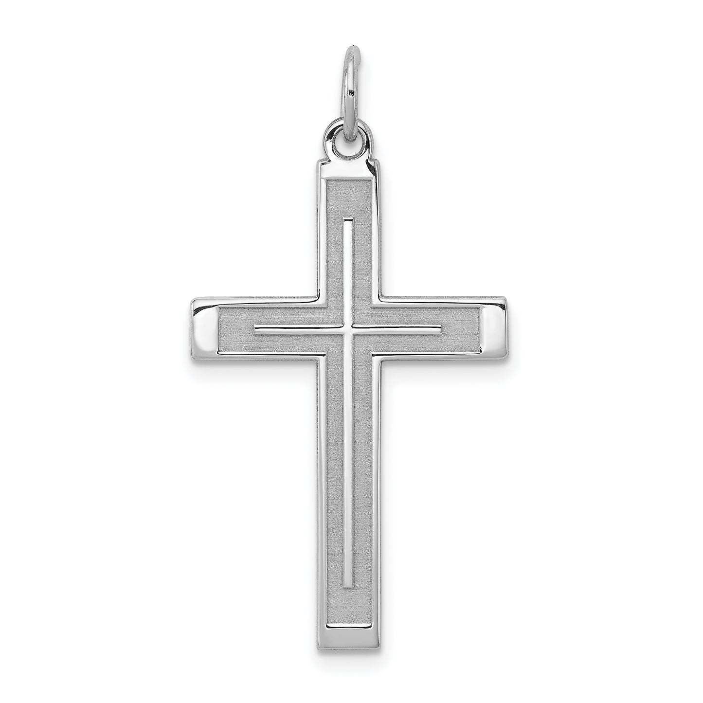Sterling Silver Laser Cut Cross Pendant – Large (33 x 8mm) Front View