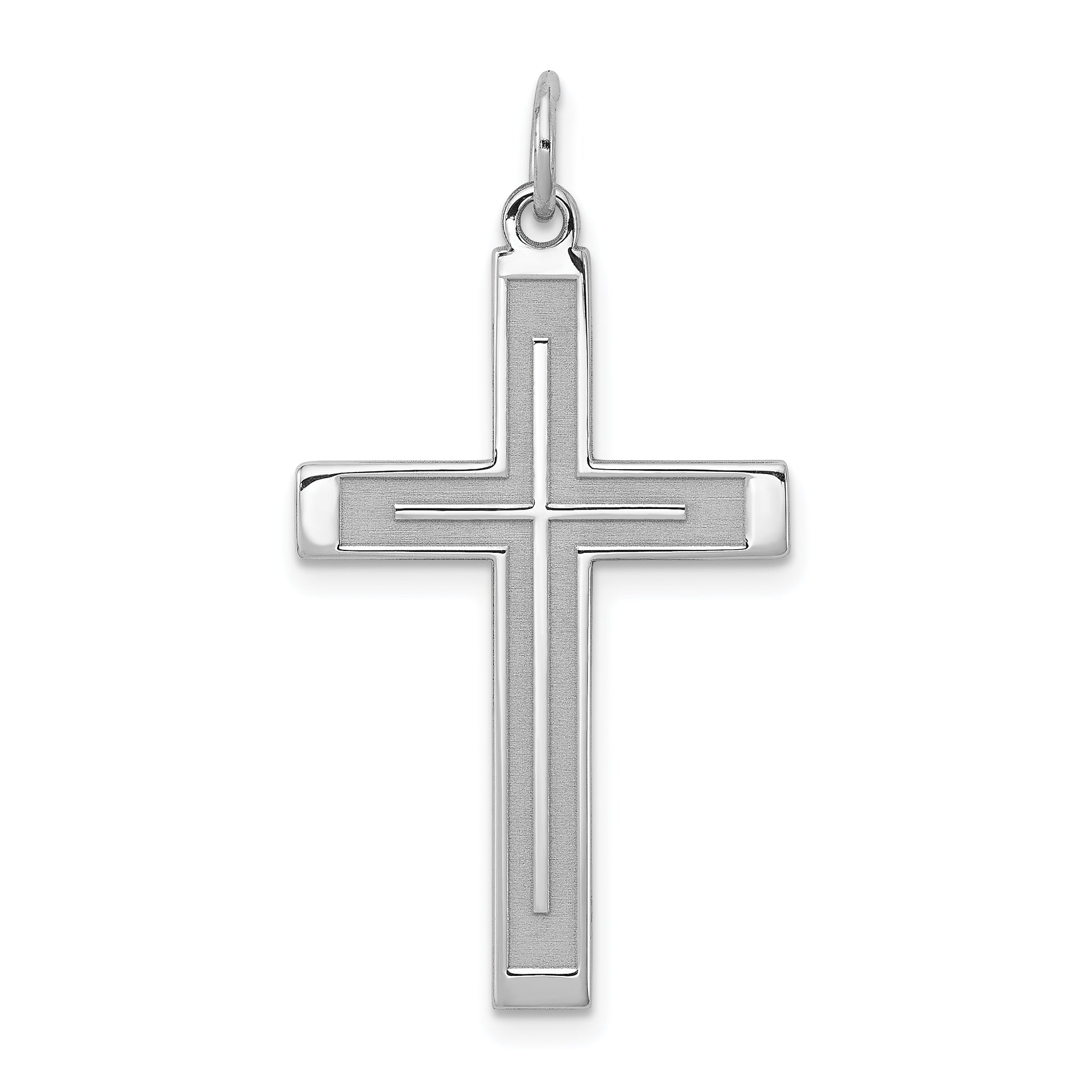 Sterling Silver Laser Cut Cross Pendant – Large (33 x 8mm) Front View