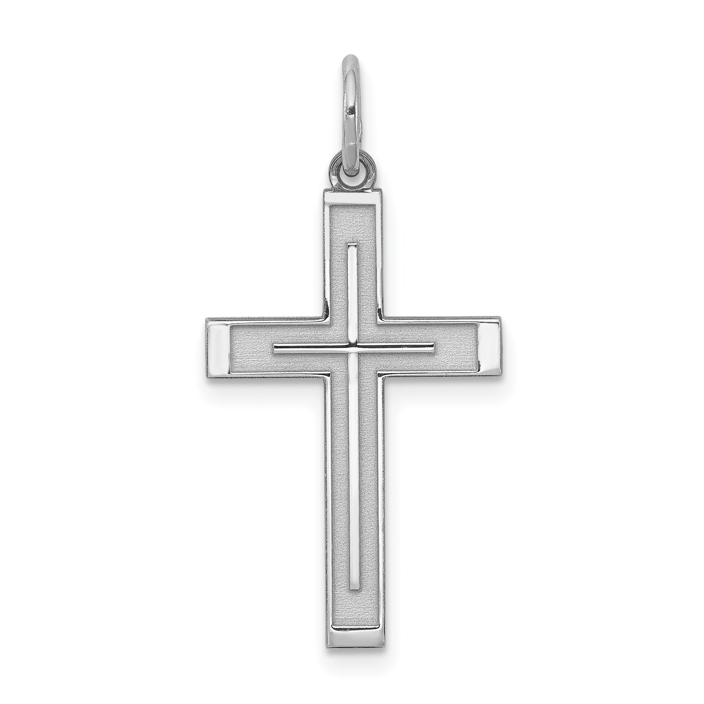 Sterling Silver Laser Cut Cross Pendant – Medium (27 x 13mm) Front View