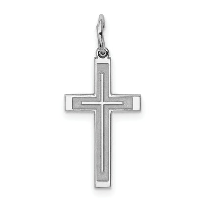 Sterling Silver Laser Cut Cross Pendant – Small (22 x 10mm) Front View