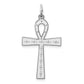 Sterling silver rhodium-plated laser cut ankh cross pendant 30 mm - QXR138