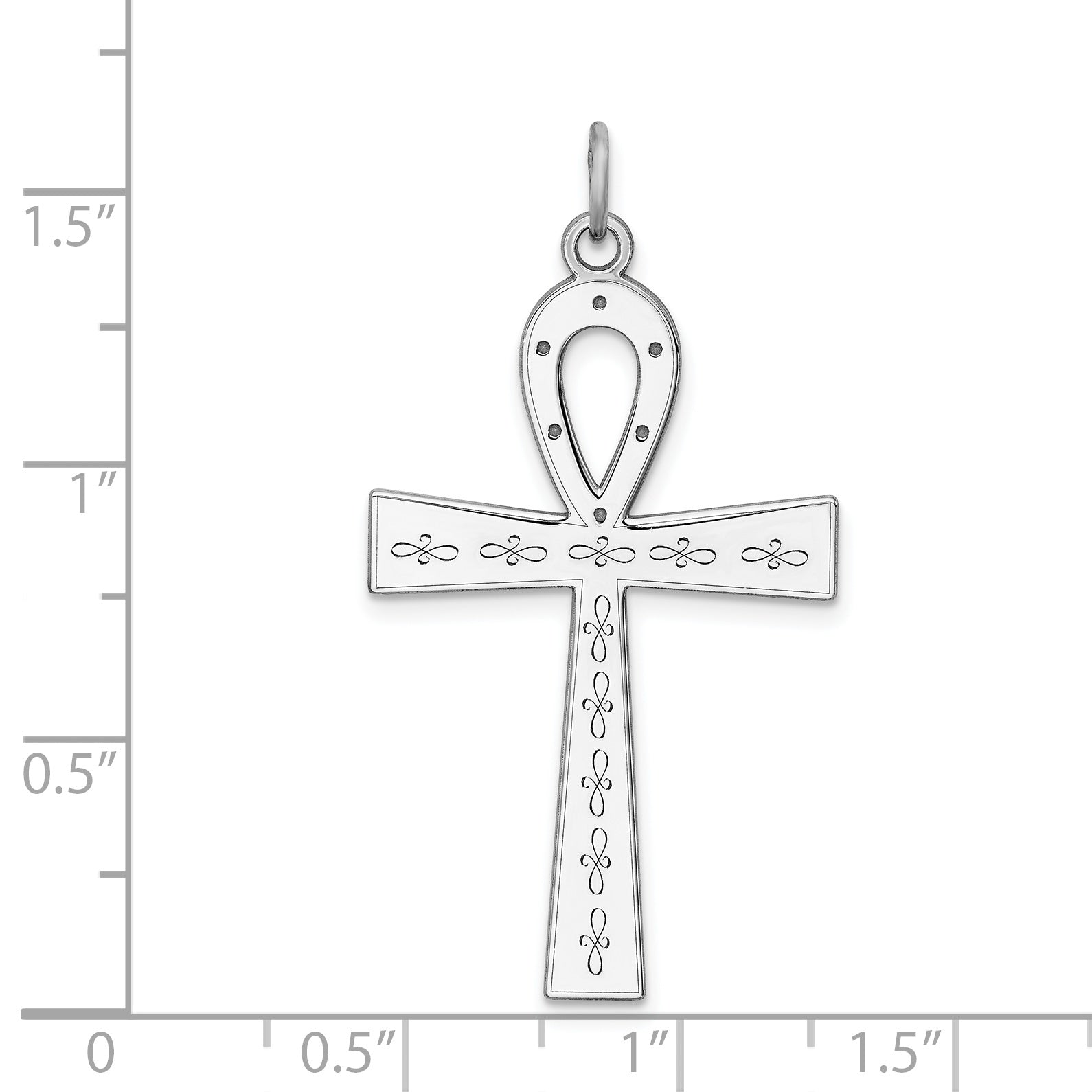 Silver laser cut ankh pendant 38 mm dimensions - QXR139
