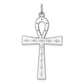 Sterling silver rhodium-plated laser cut ankh cross pendant 38 mm - QXR139